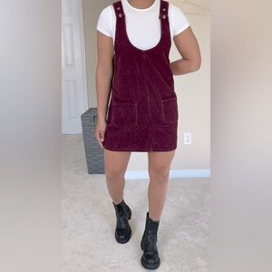 Vintage Blue spice  burgundy corduroy dress